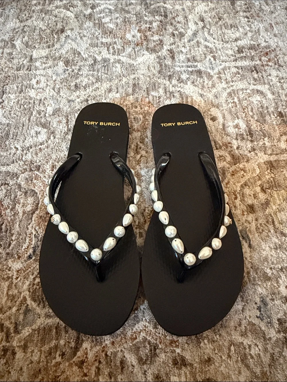 Tory Burch Faux Pearl Flip Flops